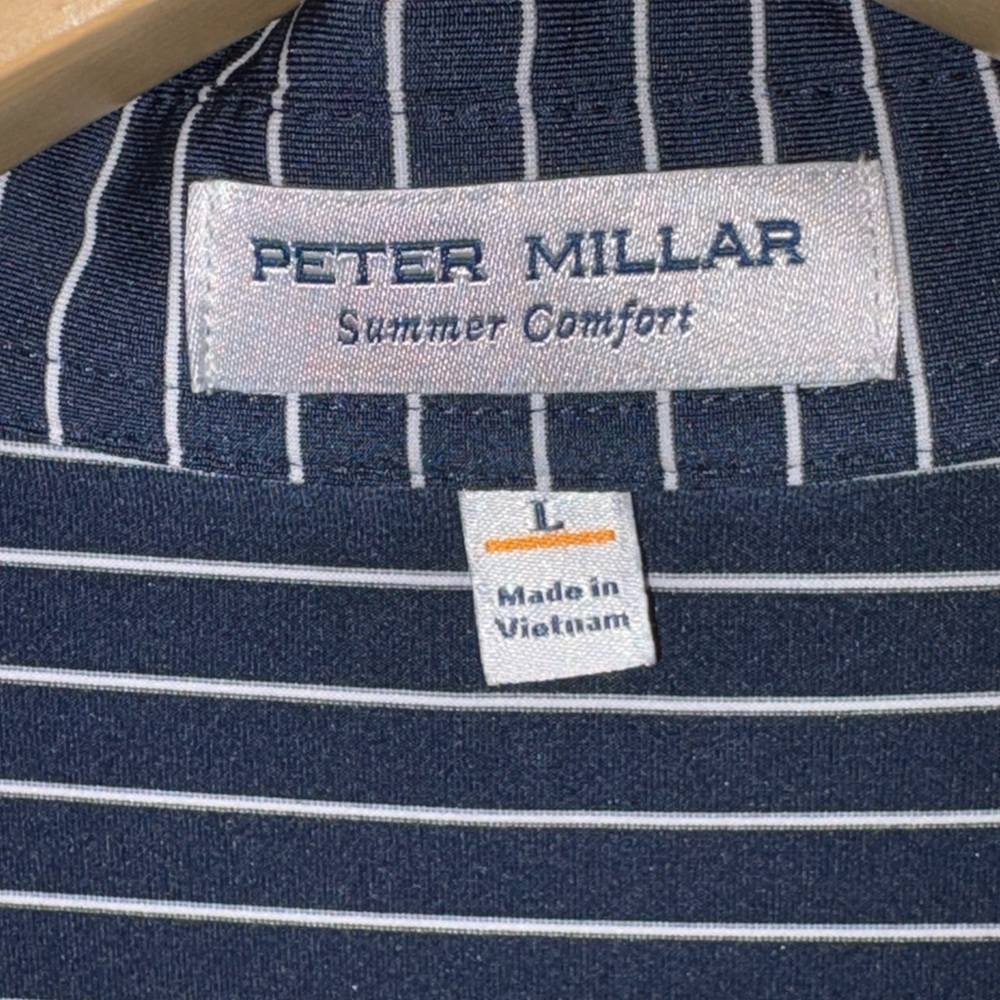 Peter Millar Dark Blue Striped Summer Comfort Polo - Picture 4 of 6